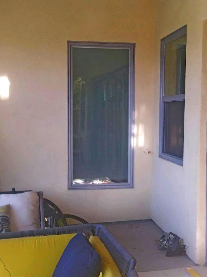 French Swing Door with a Pet Door Project in Palm Springs before
